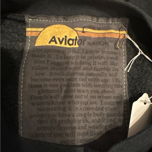 NEW Unisex Gray AVIATOR NATION RELAXED CREW SWEATSHIRT OCEAN Retail $165 - Picture 6 of 8